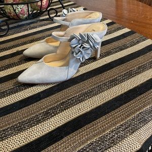 Antonio Melani suede heels with floral accent